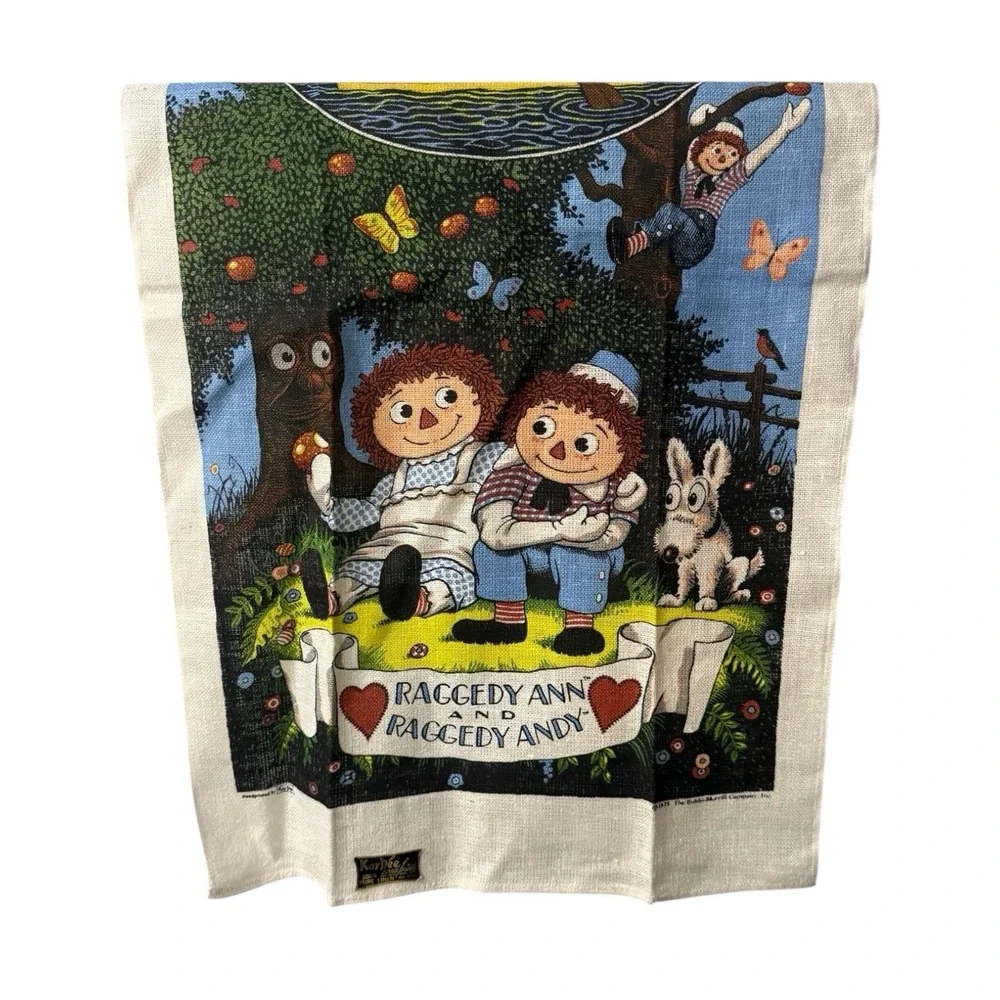 VINTAGE Kay Dee Raggedy Ann & Andy 100% Pure Linen New NOS Bobs-Merrill 1975 (2)